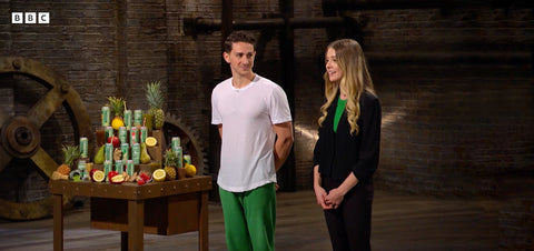 Marisa and Teddie pitching on Dragons Den