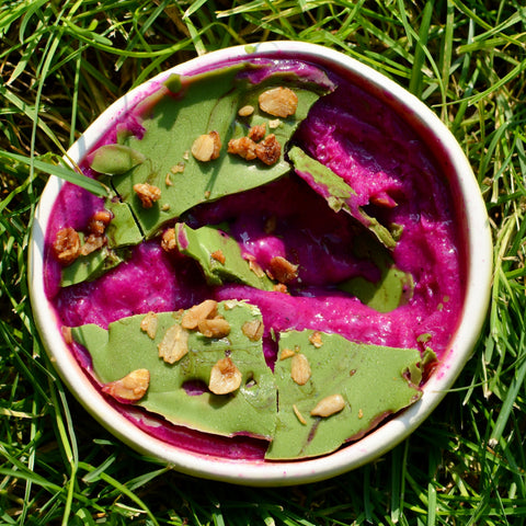 dragonfruit smoothie bowl with matcha white choc shell - PerfectTed