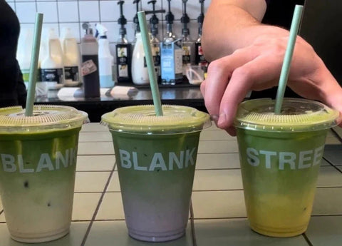 how to make a blueberry matcha latte & blank street's spring menu - PerfectTed