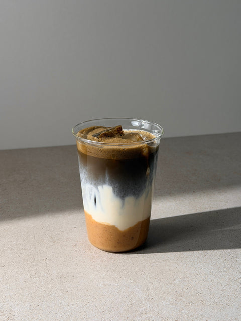 how to make an easy iced hojicha latte with white miso caramel - PerfectTed