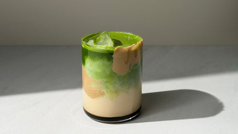 how to make an iced hazelnut matcha latte - PerfectTed