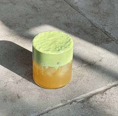 pear ginger healthy energy with matcha cream top - PerfectTed