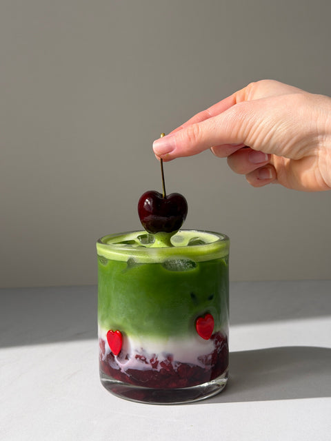 valentine's special: cherry matcha latte - PerfectTed