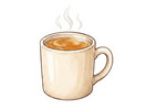 a sticker of a cup of coffee