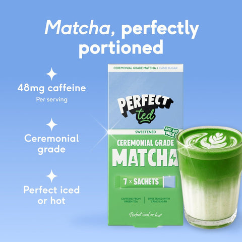 sweetened ceremonial grade matcha sachets - PerfectTed -